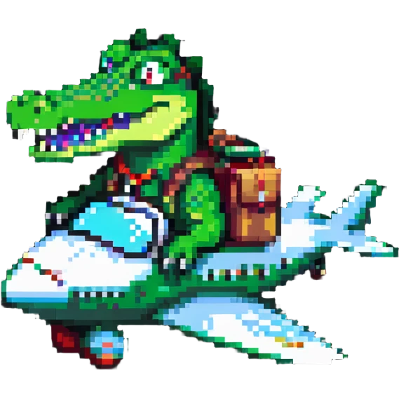 crocodile riding on an airplane emoji