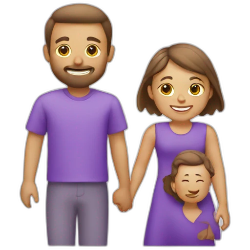 a white family with a kid, vacation purple icon emoji