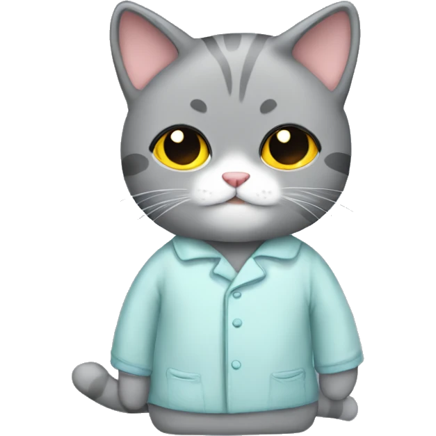 Gray cat with a pijama emoji