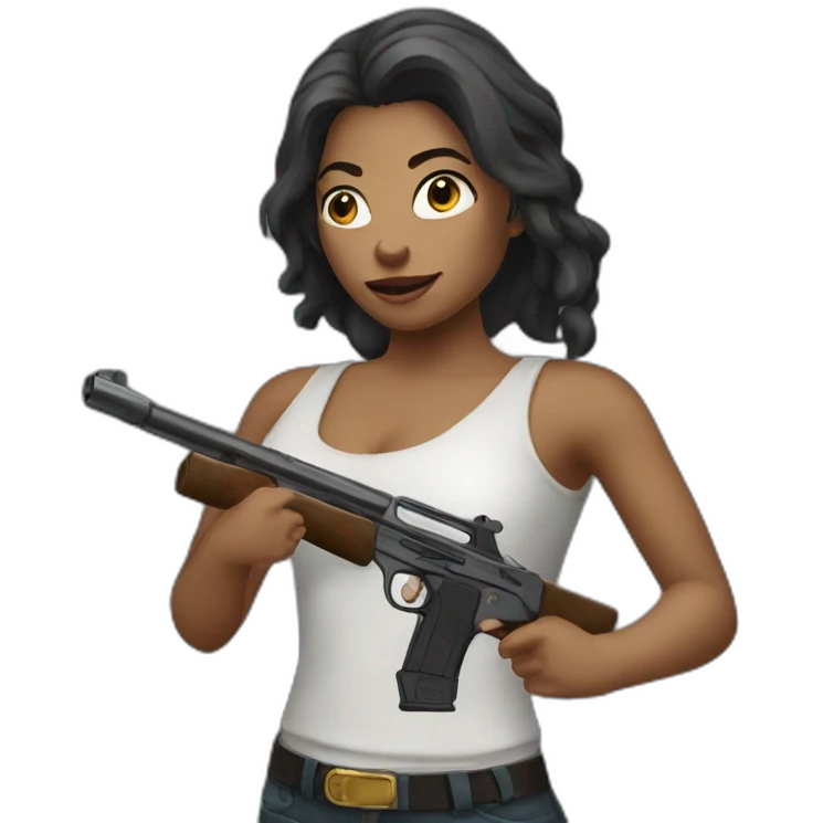 a woman with a gun emoji