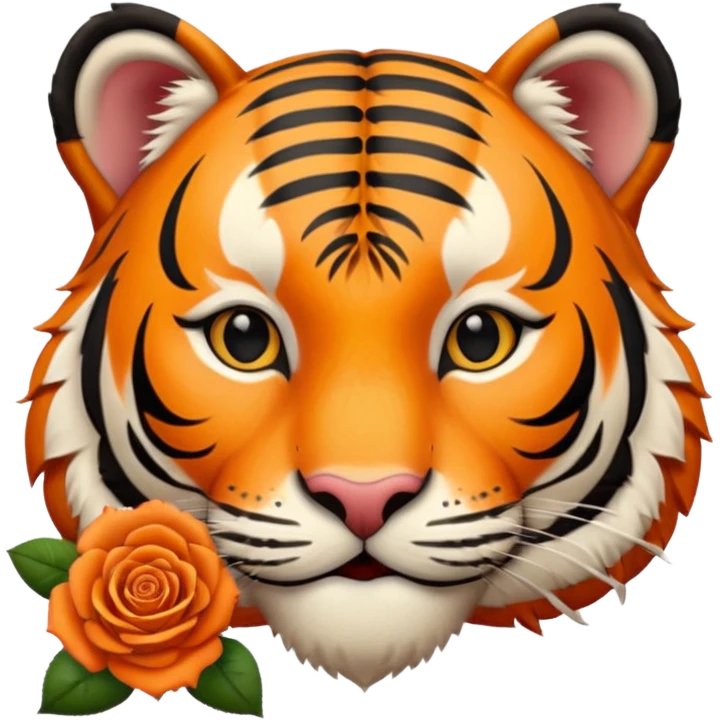 Smiling Tiger with a rose emoji