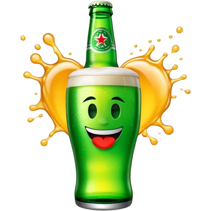 Cinematic Realistic Heineken Pop Culture Emoji, showcasing an iconic beer moment rendered with crisp textures and vibrant, energetic lighting. emoji