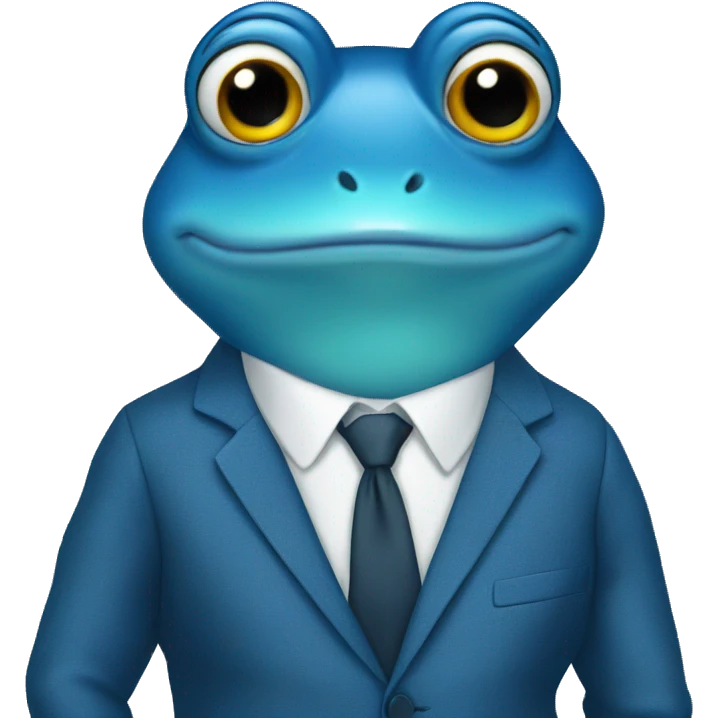blue frog in suit emoji