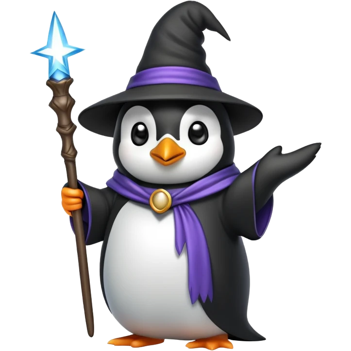 penguin wizard casting a spell emoji