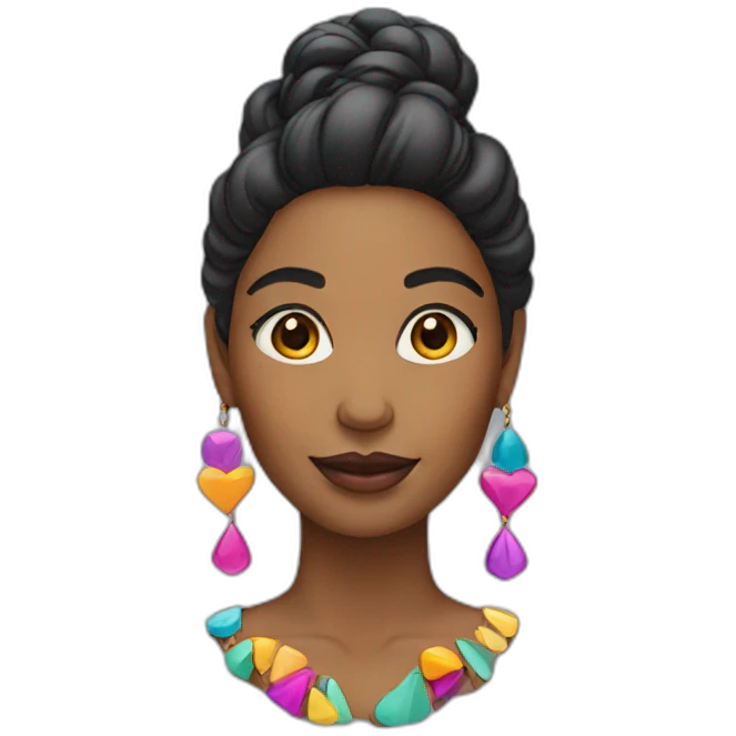 woman wearing colorful earrings emoji