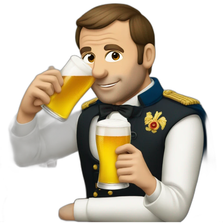 Macron drinking a beer emoji