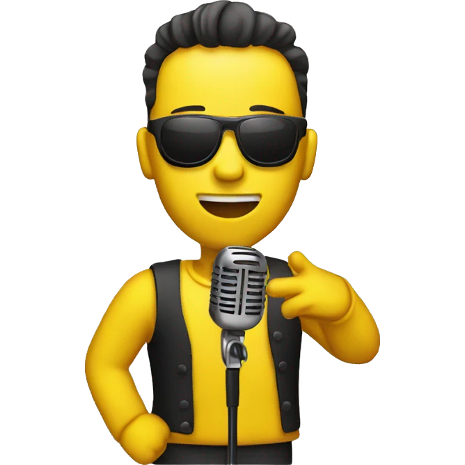 yellow man singer with microphone emoji