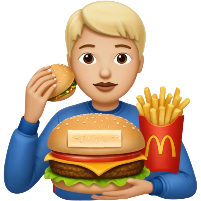 A ultra yummy Big Mac add a person eating it emoji