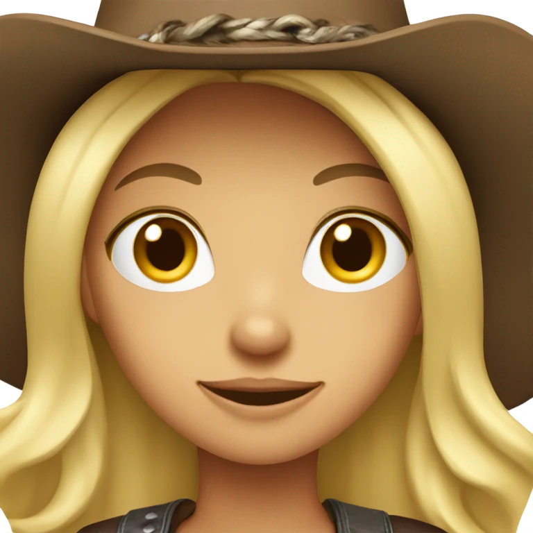 Blond girl with dark brown cowboyhat  emoji