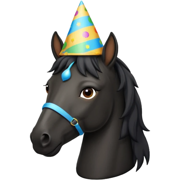 black horse in tshirt with party hat emoji