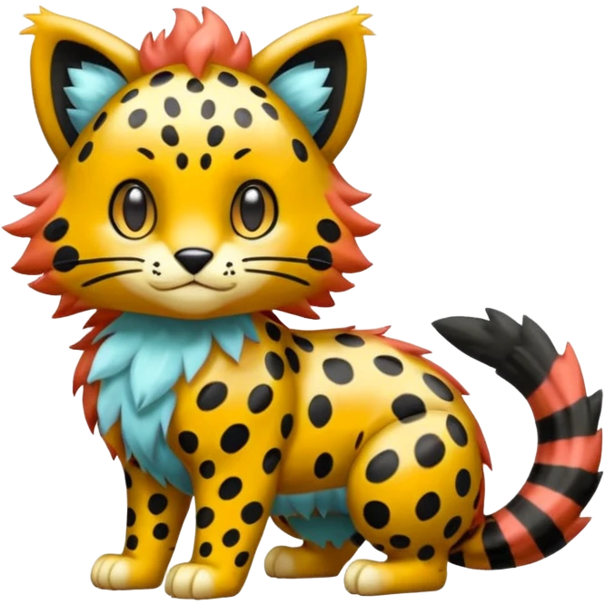 Glossy Sparkly Gembound Crystal-covered Spotty Stripy Hairy Floofy-Poofy Liepard-Linoone-Litten-Pokémon-fusion-creature (full body) emoji