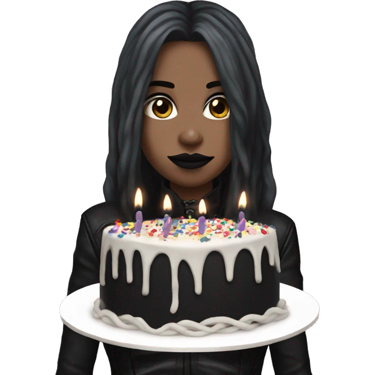 goth metallica girl with a birthday cake  emoji