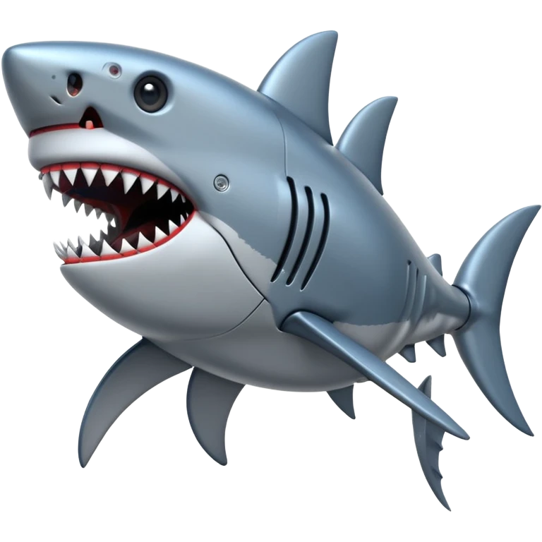 robot shark with iron skin emoji