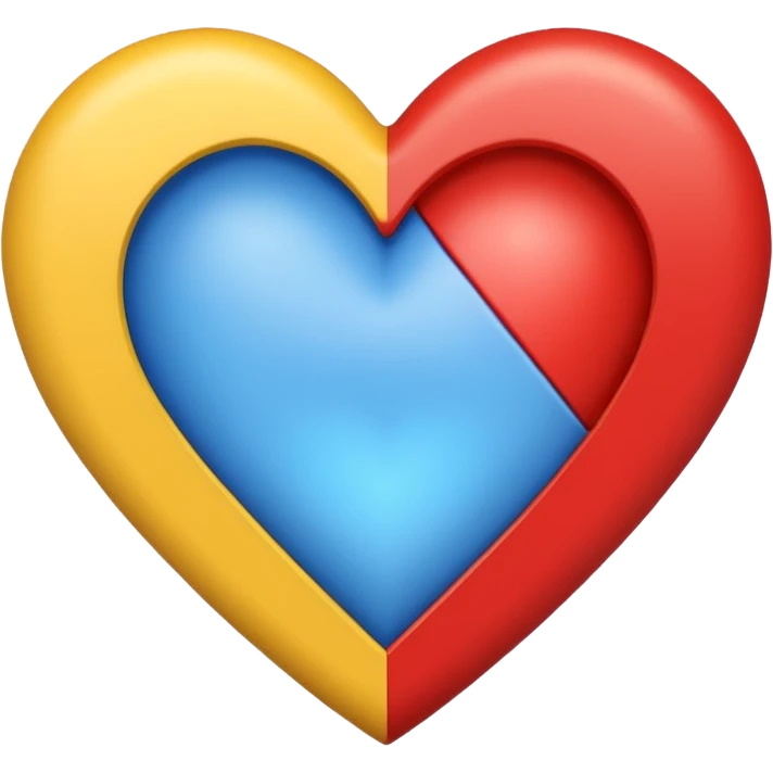 A blue, red and yellow heart and inside it stands DIF emoji