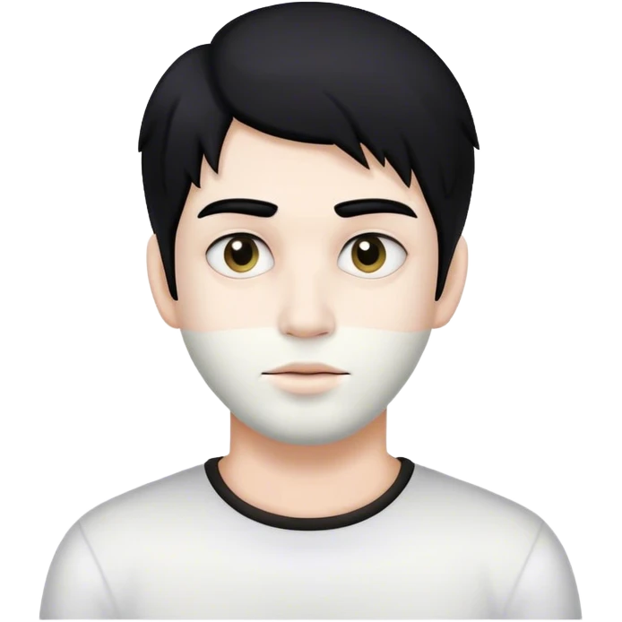 male 22 y.o black hair white face emoji