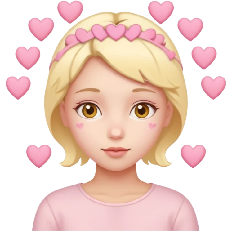 A girl with hearts around her head in soft pink, beige and yellow pastel colors emoji