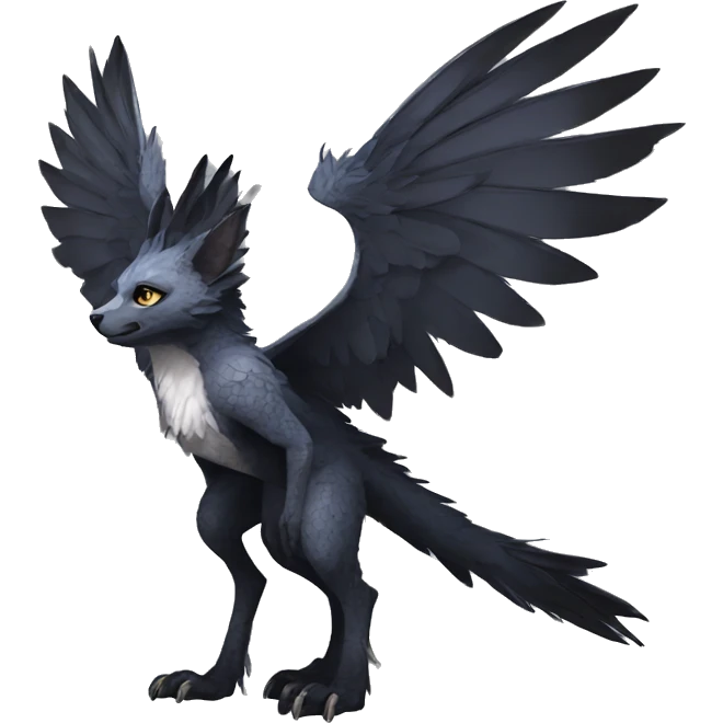 Anthro cool edgy Trico winged animal hybrid full body emoji