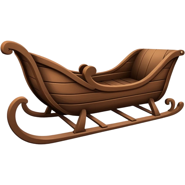 simple empty brown sleigh, minimal details emoji
