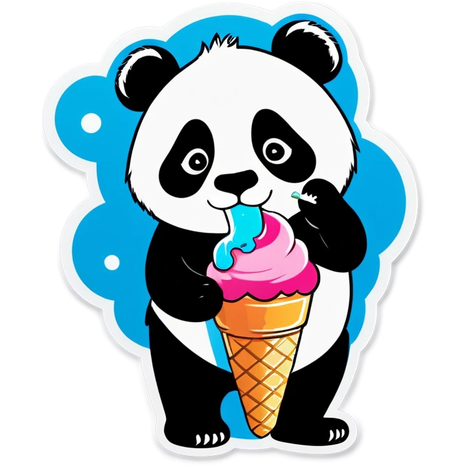 Panda eating ice cream emoji