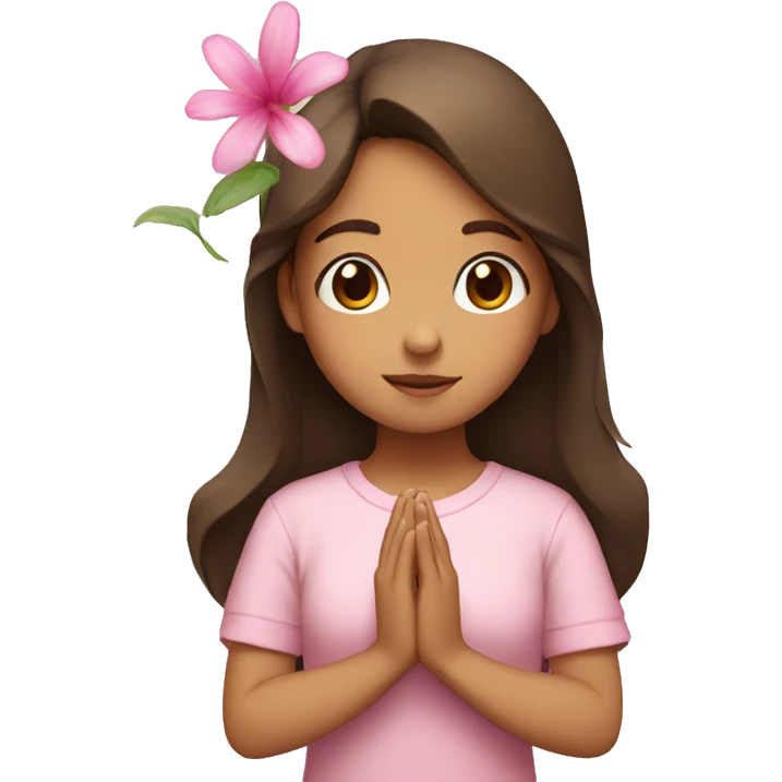 hispanic with brown hair praying girl with pink flora  emoji