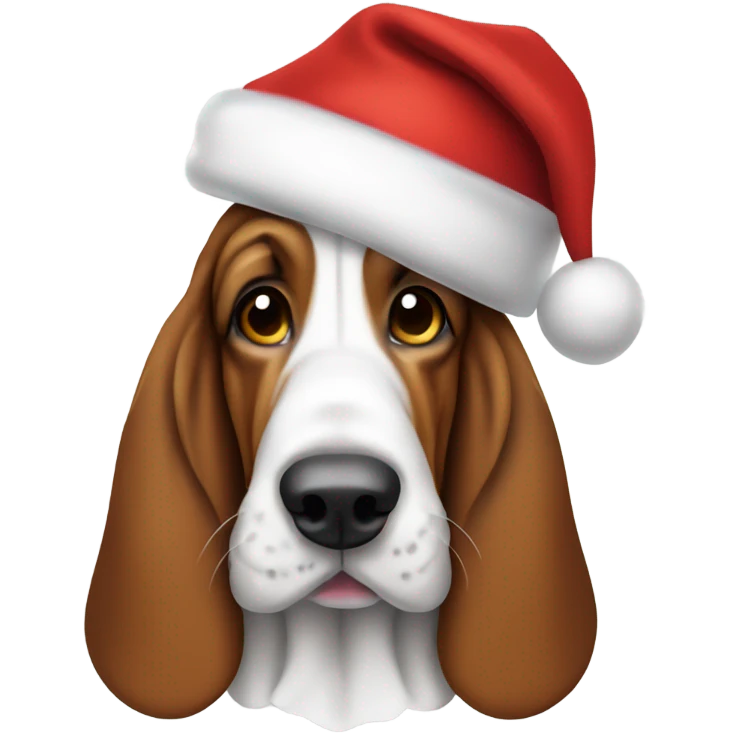 Basset hound with Santa hat emoji