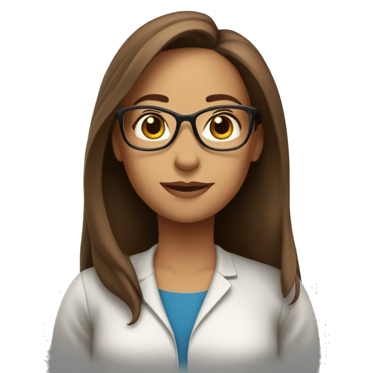 Female teacher in classroom long brown hair glasses emoji