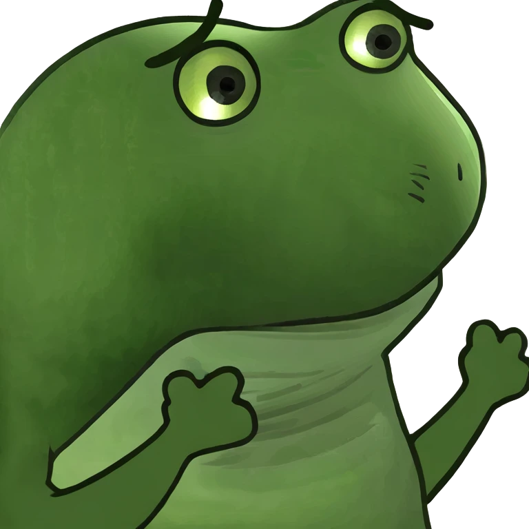 pepe the frog with hands up, sad expression emoji