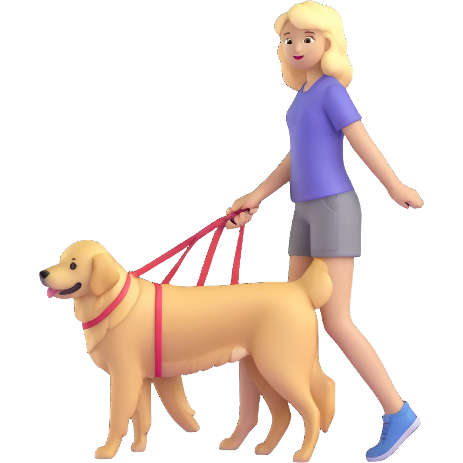 blonde girl with golden retriever dog emoji