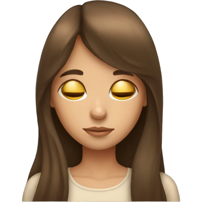 girl with long brown hair with bangs sleep emoji