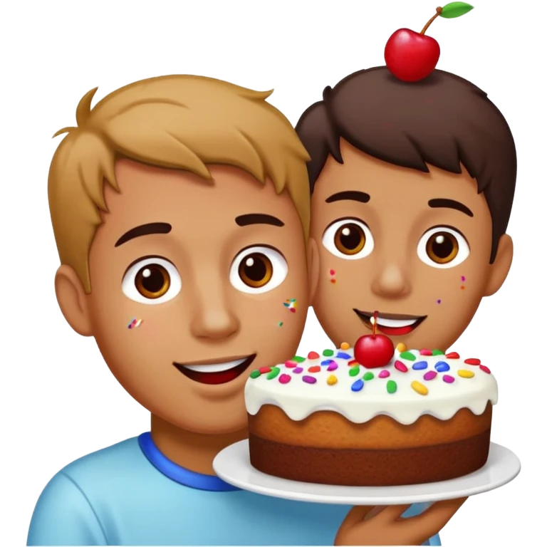 man enjoying eating a cake emoji