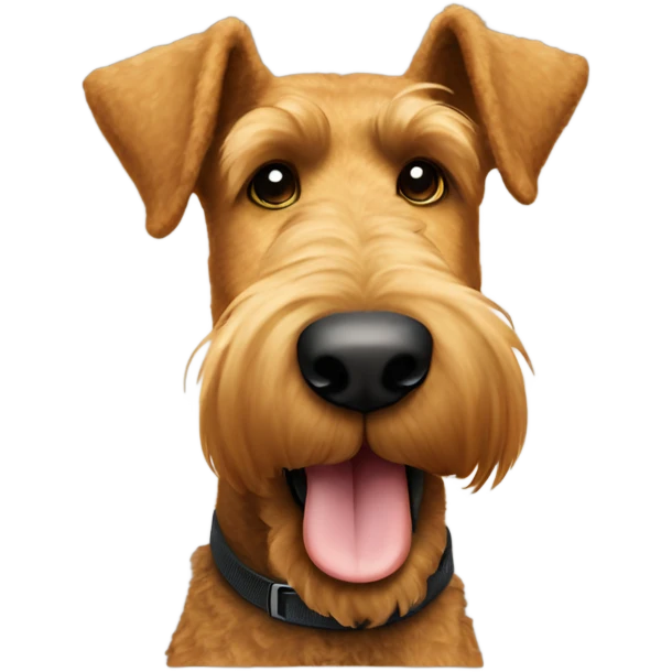 Very happy Airedale Terrier, showing thumb up emoji