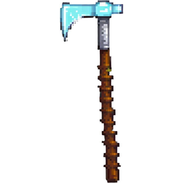 pixelated Minecraft diamond pickaxe with brown handle emoji