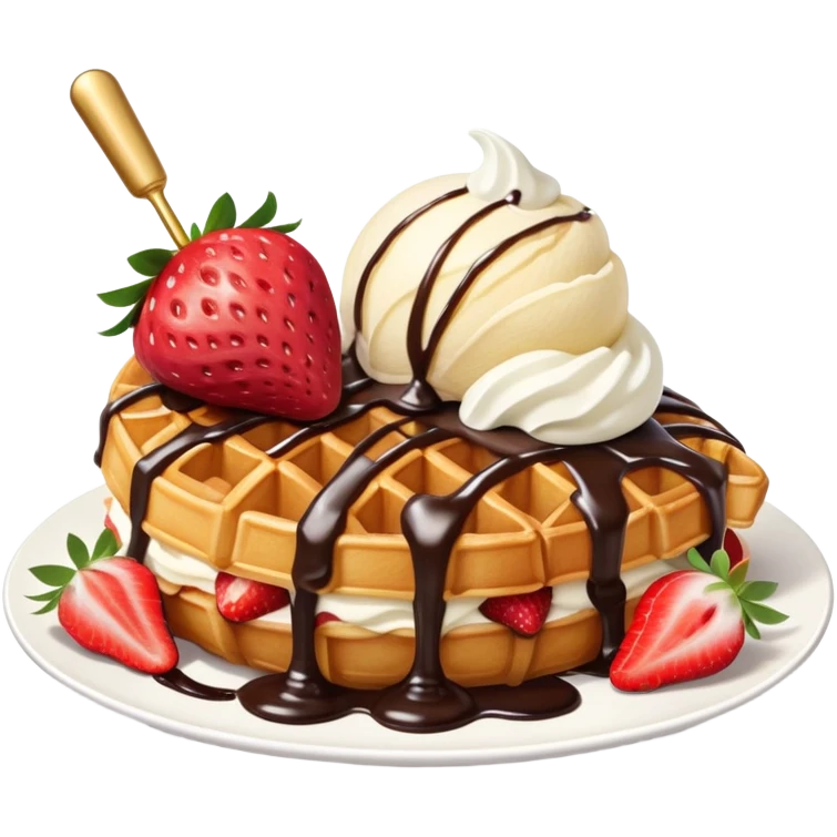 Croffle (croissant waffle) with ice cream and strawberry emoji