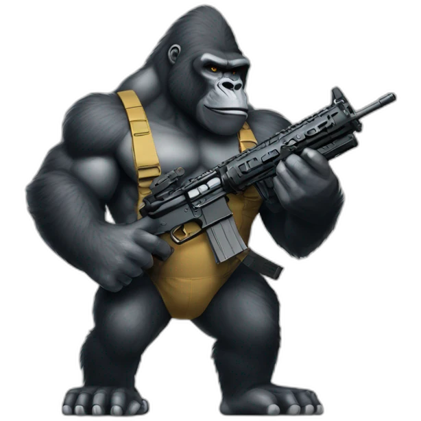 Big Buff Gorilla holding an AR-15 gun emoji