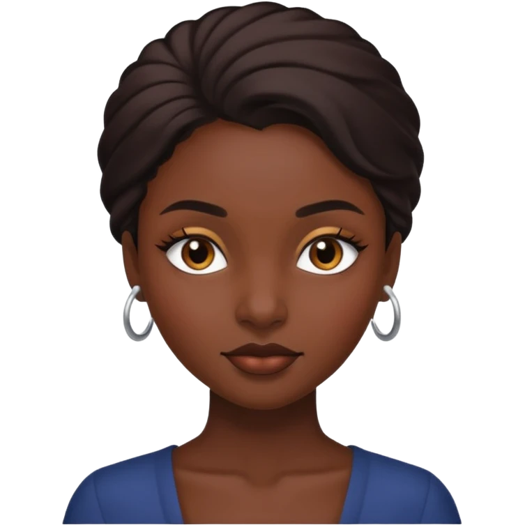 An elegant darkskin girl with small brows emoji