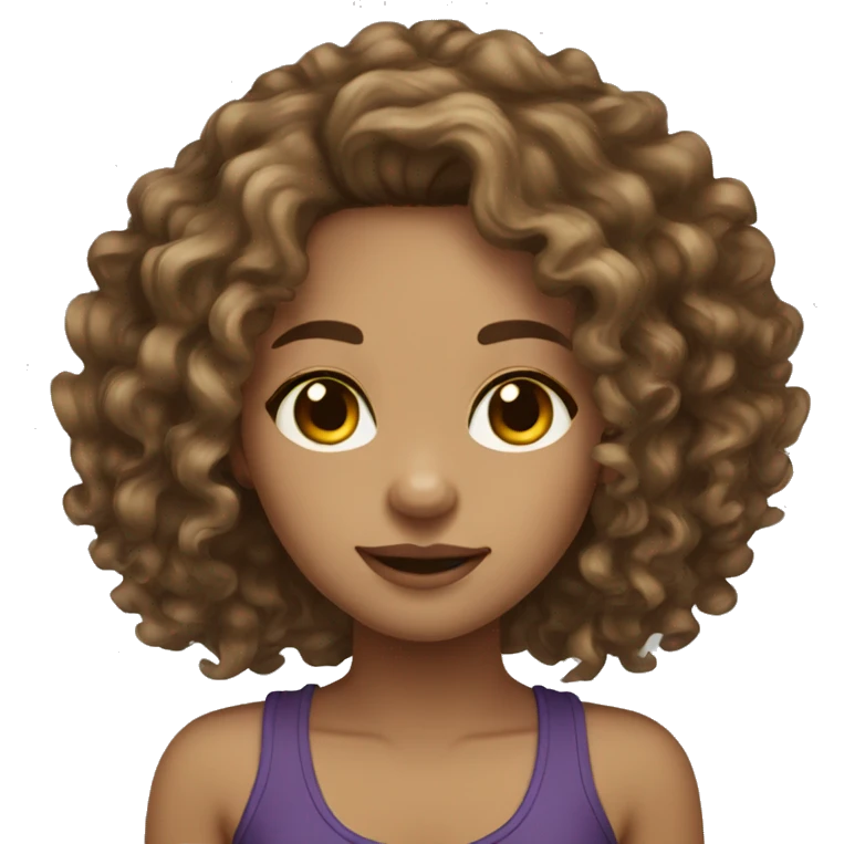 light skin girl long curly brown hair  emoji