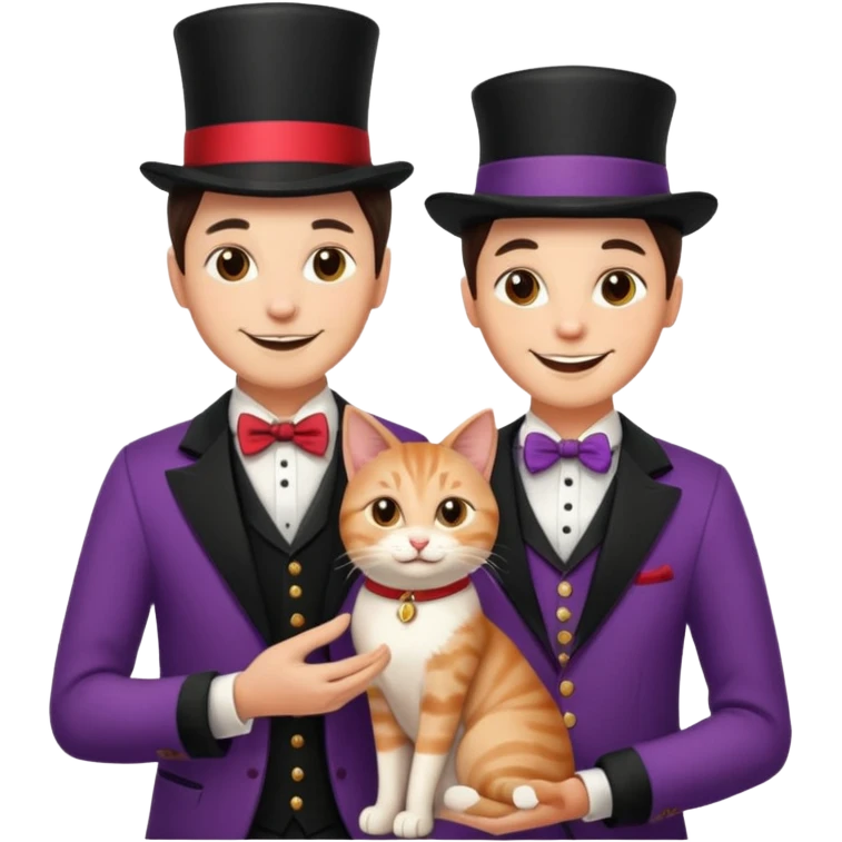 magician couple and their pet cat emoji