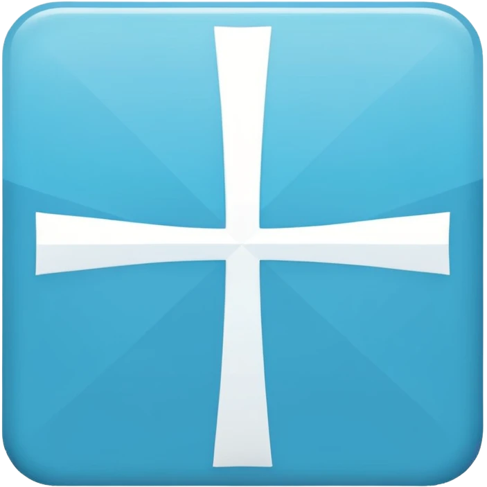 simple flat cyan blue square icon with a clean white greek cross like thsi: ☩ emoji