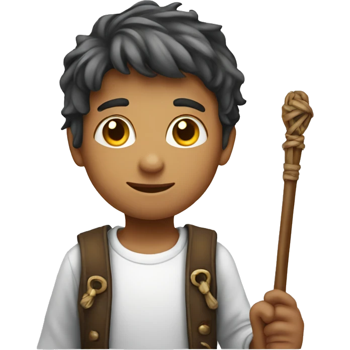 boy with staff on white emoji