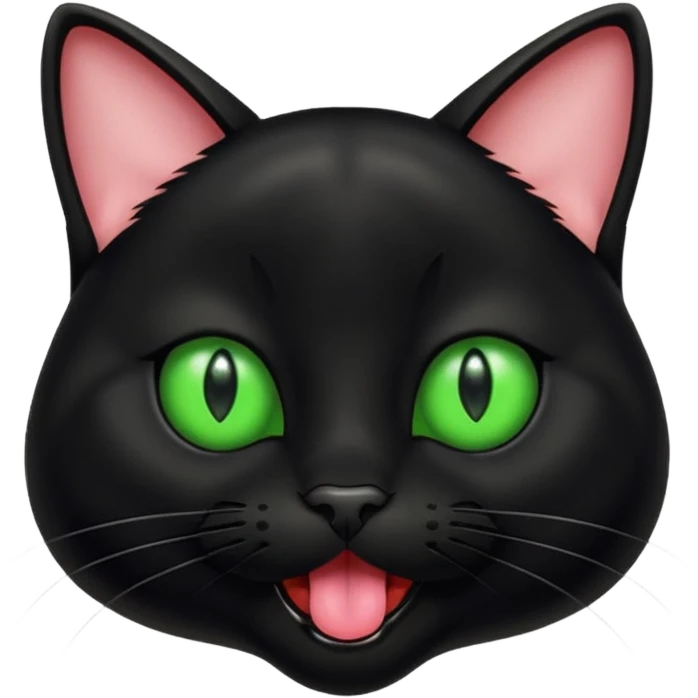 A black cat with its tongue out emoji