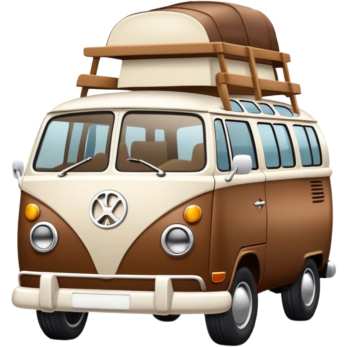 Brown and white hippie mini van  emoji