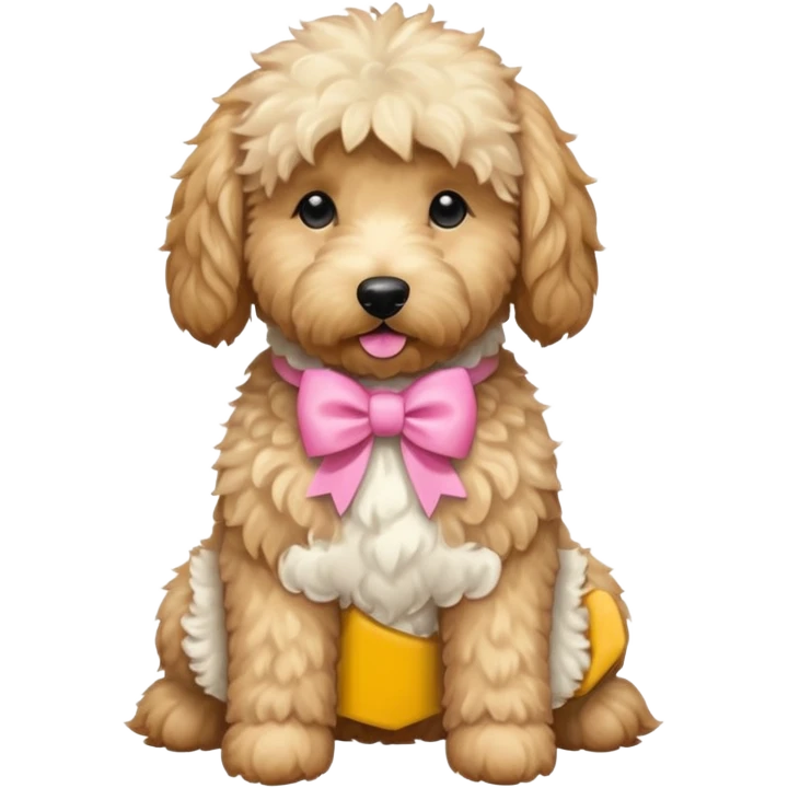 Cute Golden doodle with pink bow sitting down emoji