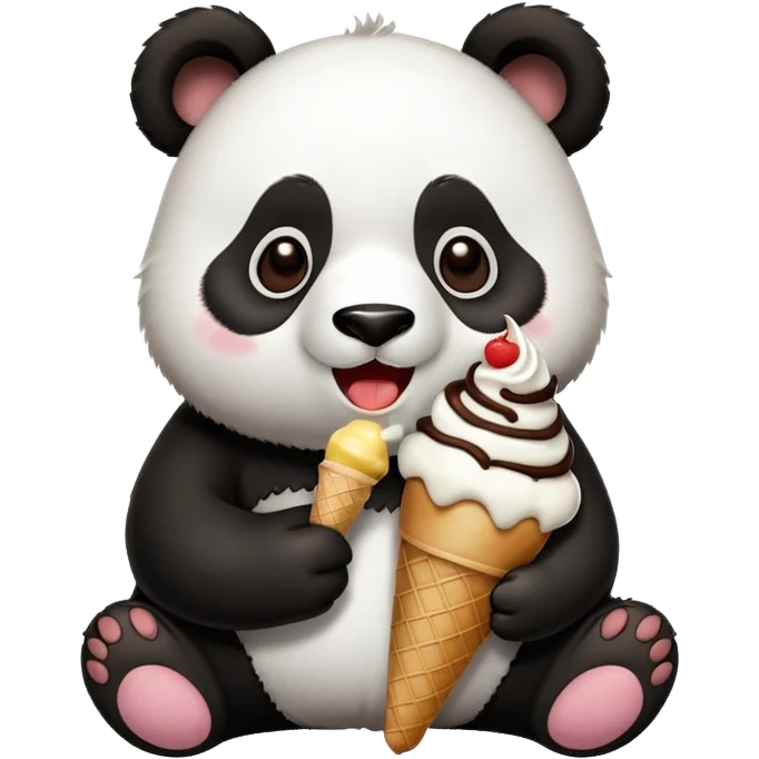 Panda eating ice cream emoji