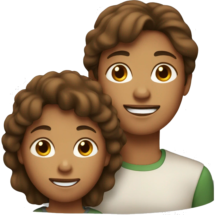 Mother and son both with brown hair  emoji