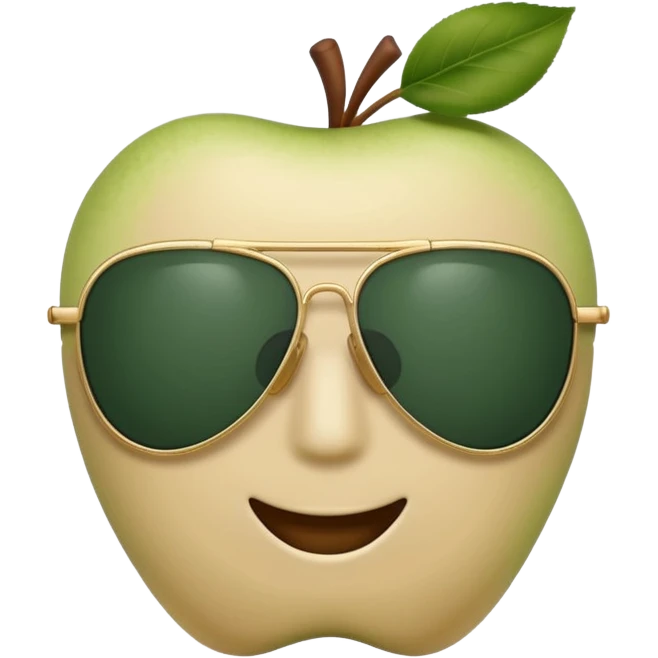 aviator sunglasses with light beige frame and dark green lenses, Apple emoji style, no text emoji
