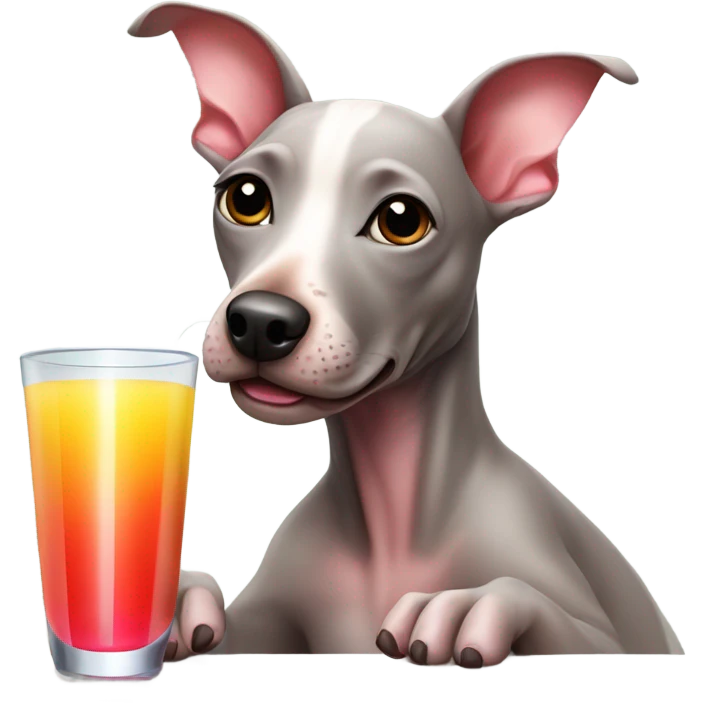 American Hairless Terrier drinking juice  emoji
