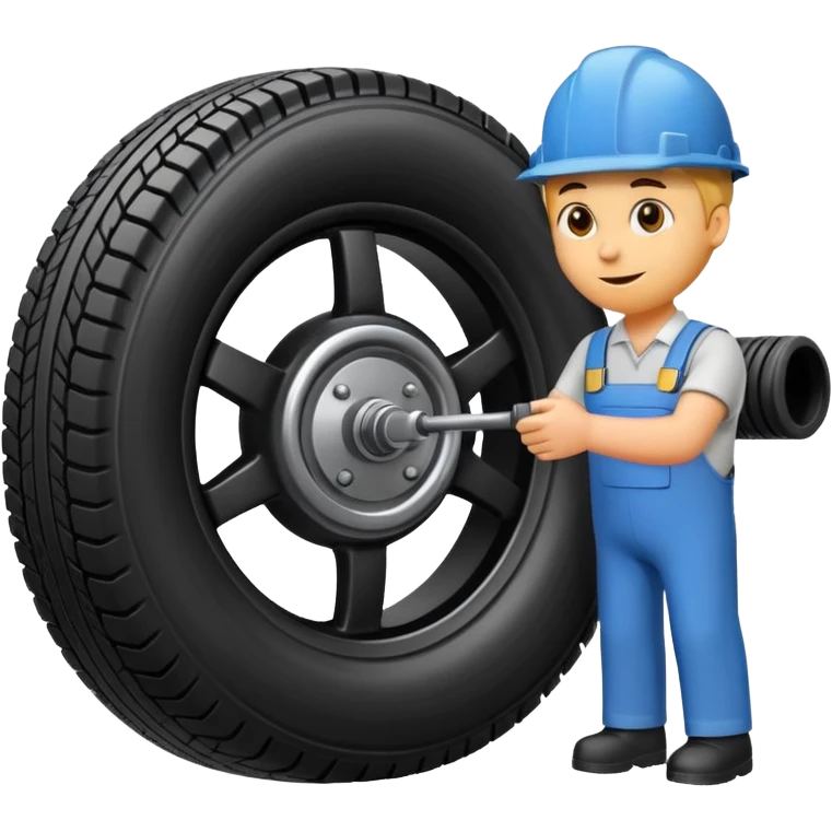 please draw me a emoji of tire - inside the manufacturing factory - getting inspected by machine emoji