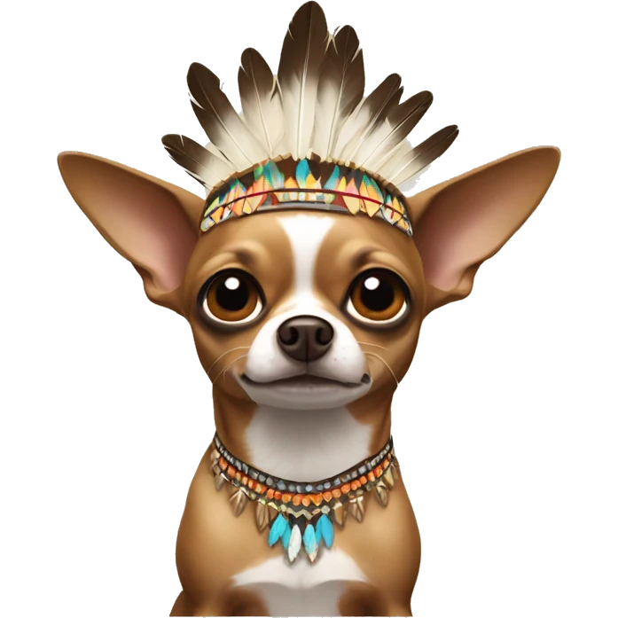 Small brown Chihuahua native headdress surprised  emoji