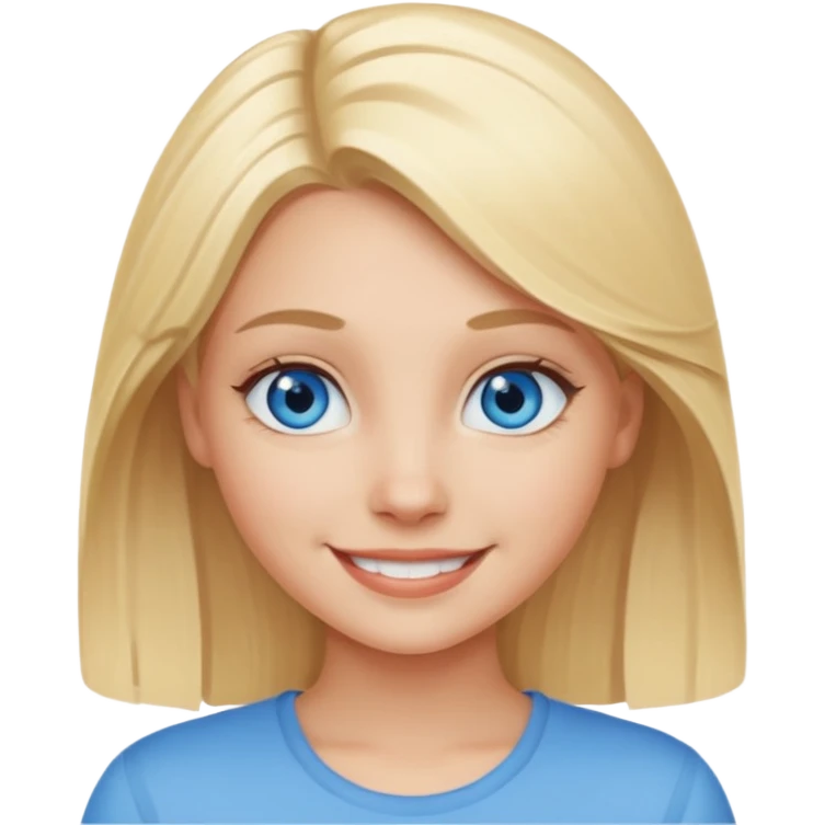 smiling blonde girl portrait blue eyes emoji