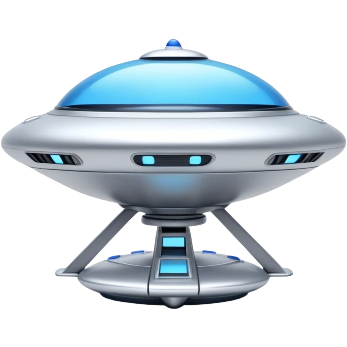 sliver color Ufo minimal design, and with a blue glass cockpit emoji